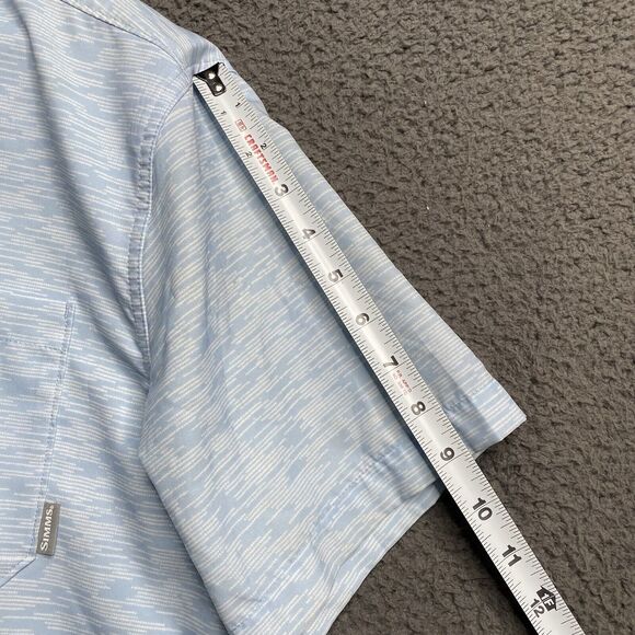 Mens Simms Button Up Fishing Short Sleeve Shirt Lightweight Large - Picture 8 of 16